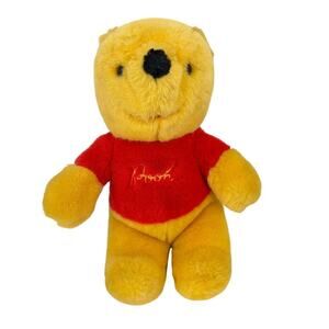 Sears Gund Winnie the Pooh Bear Plush Yellow Red Vintage Walt Disney 10 Inch
